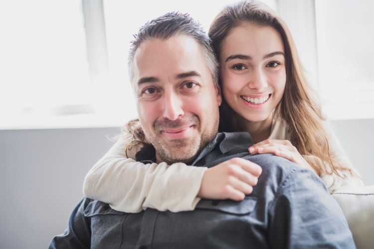 Dad Teenage Daughter Smiling